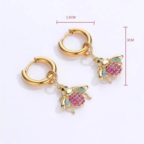 Bee Huggie Hoop Earrings - Picture 4 of 7